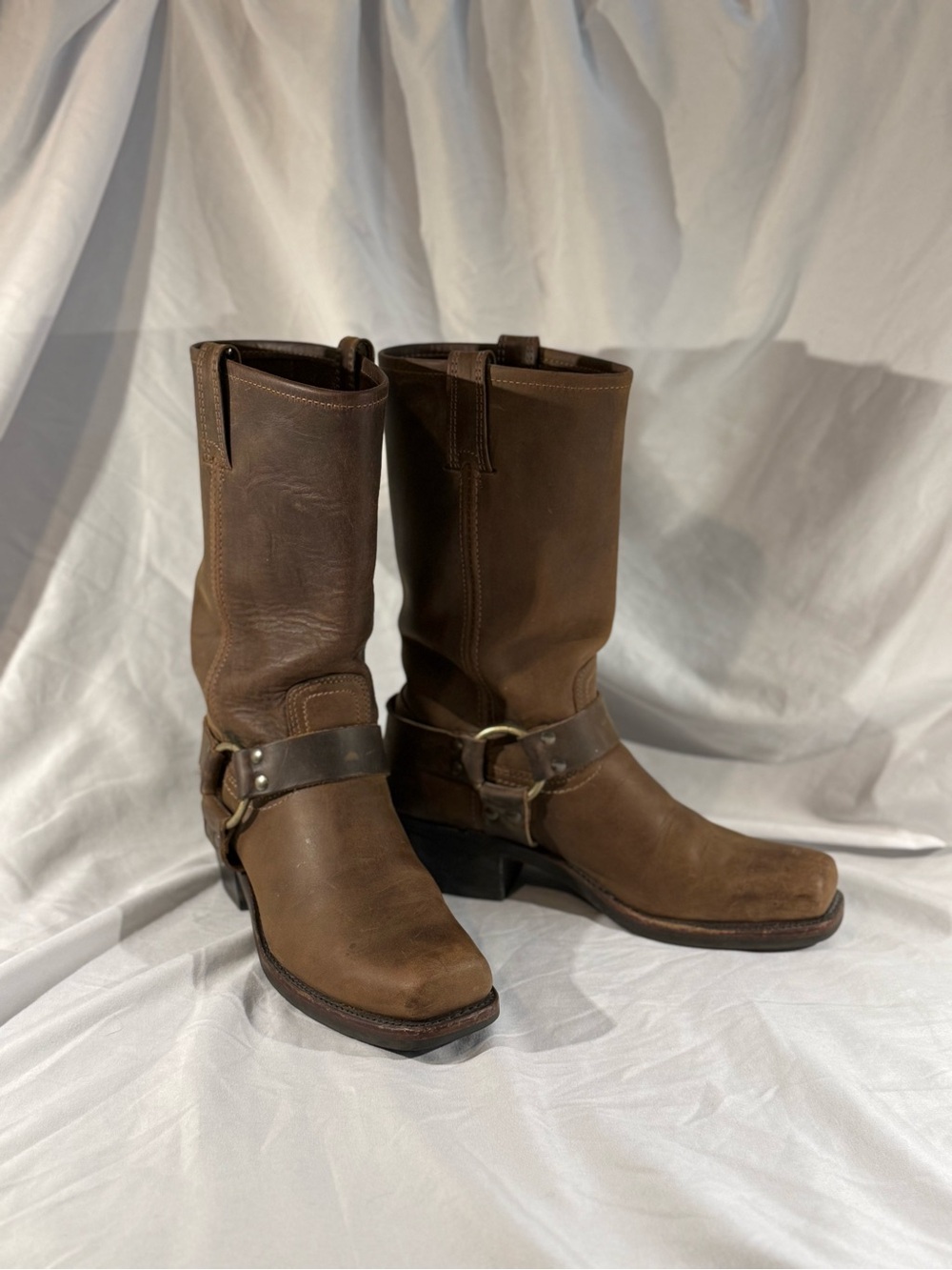 Frye Harness 12R Brown Leather Motorcycle Boots Made in USA Size 9